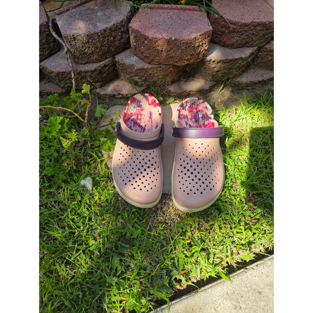 Crocs LiteRide Clog Almost White Plum Marbled Footbed Mens 10 Womens 12